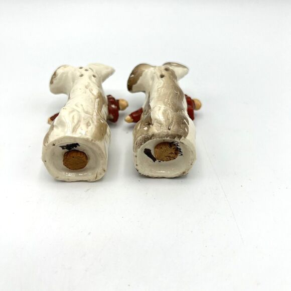 Scottie Terrier Dogs w/ Umbrella Salt & Pepper Shaker Set Japan Vintage 2.75" - Picture 7 of 10